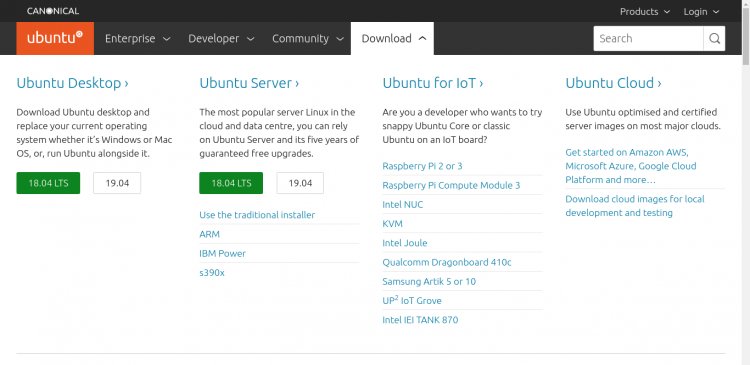 Сторінка завантаження Ubuntu, в тому числі Ubuntu Server