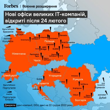 Нові офіси українських IT-компаній у 2022 році /Інфографіка: Олександра Желєзнова