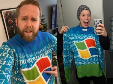 Фото дня: Microsoft роздала "потворні" светри з логотипом Windows XP